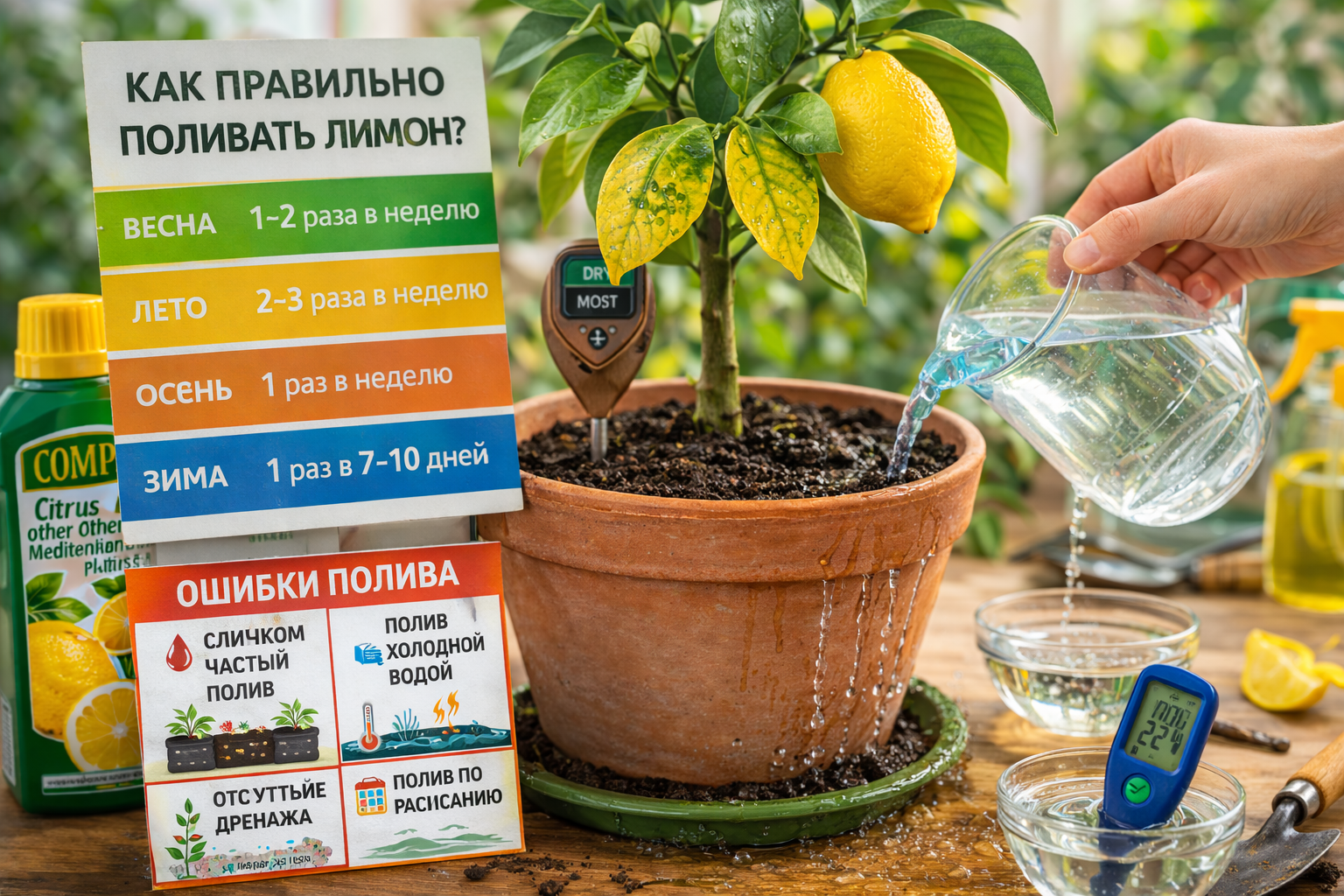 Как поливать лимон